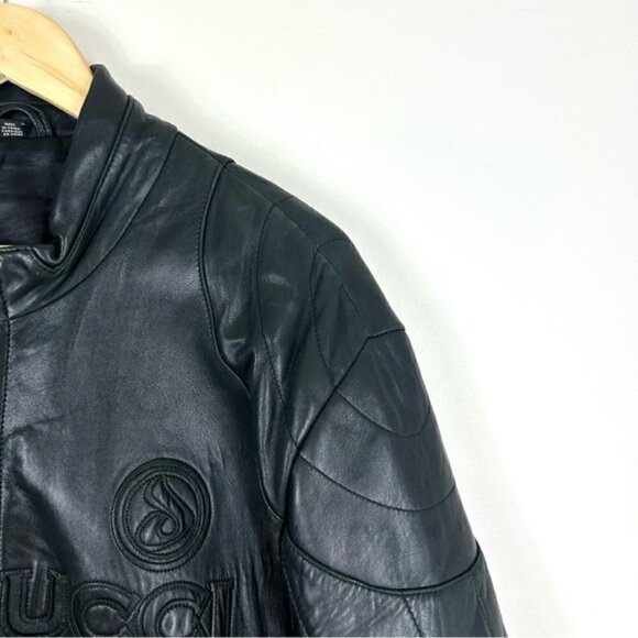 VINTAGE Davoucci Bomber Biker Genuine Leather Jacket XL - Picture 3 of 10